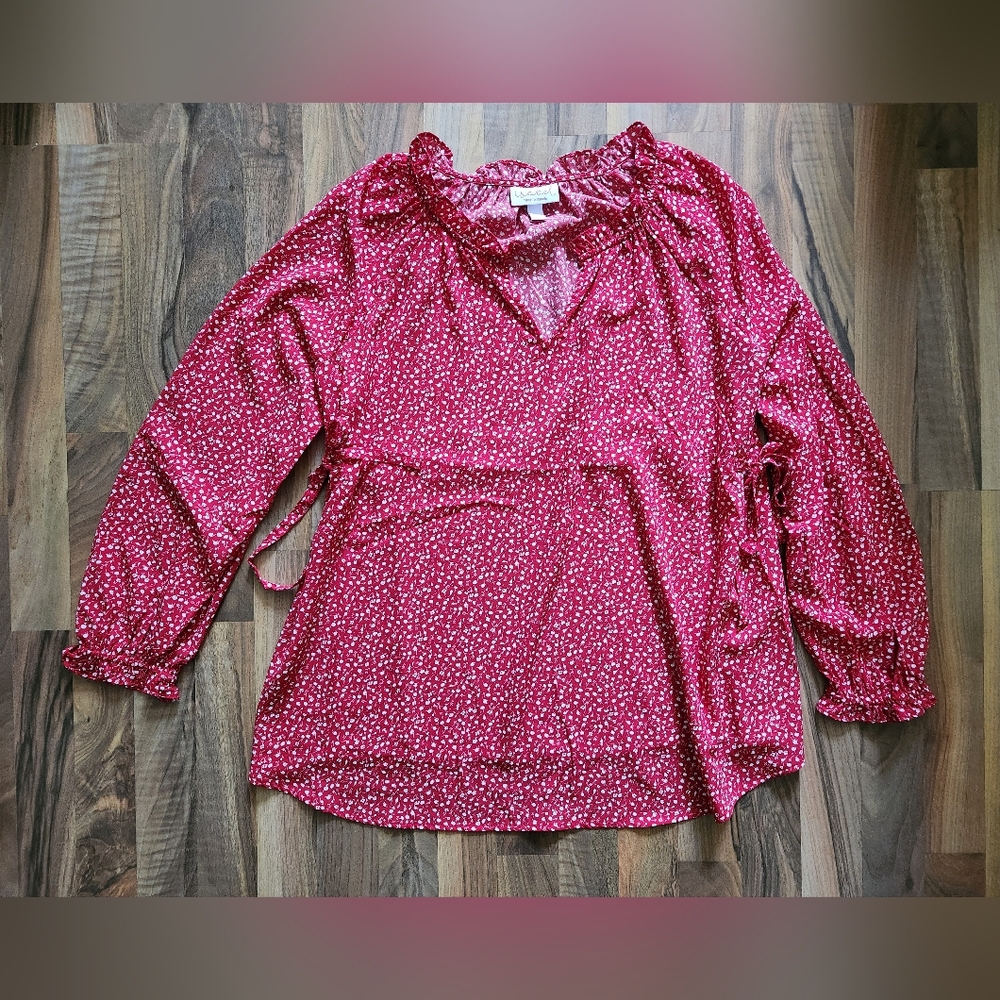 Isabel & Ingrid Red Floral Maternity Top Medium